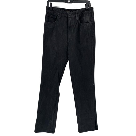 GRLFRND Harlow Black High Rise Slit Coated Denim Bootcut Size 28 - Picture 2 of 11